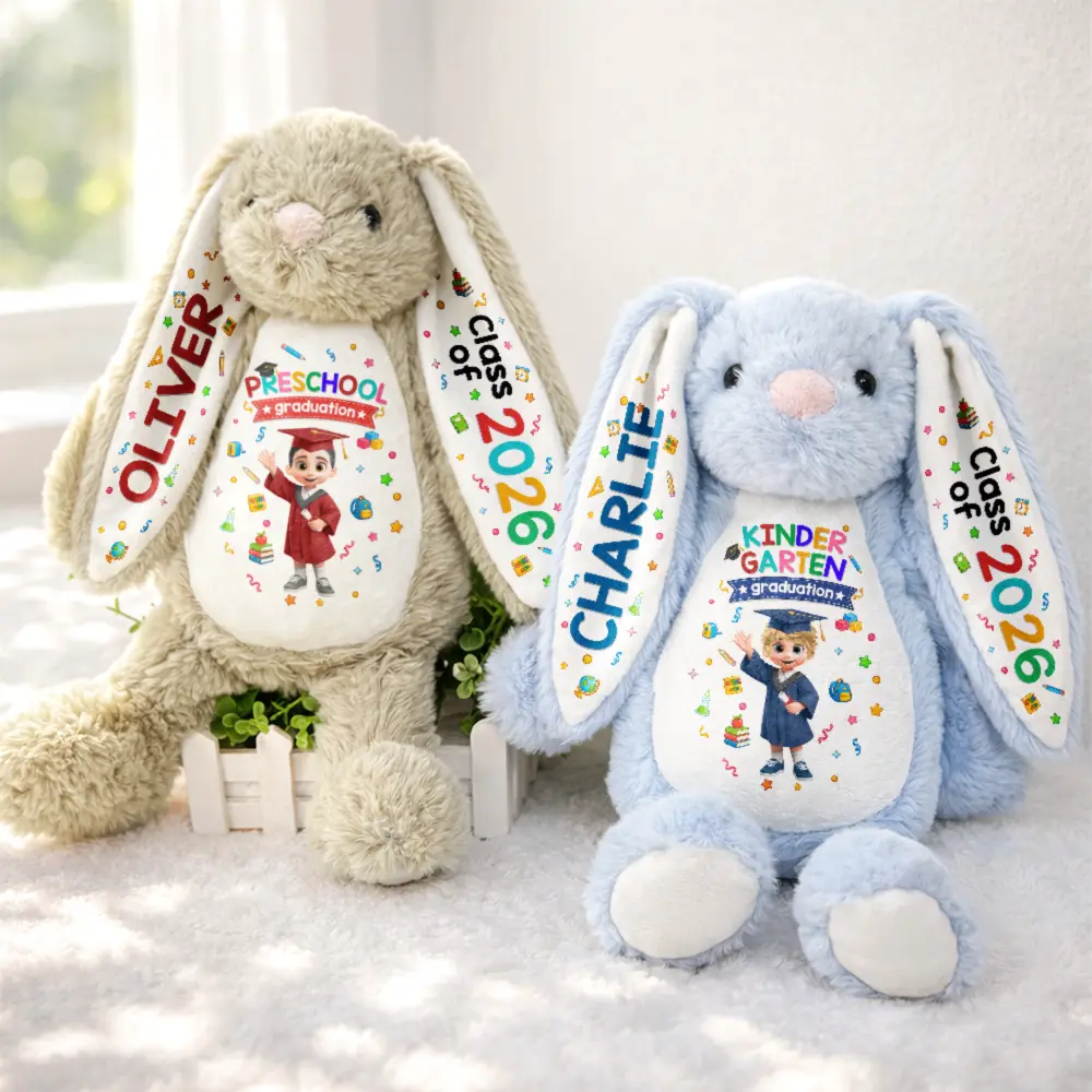 Cute Graduation Kid Kindergarten Preschool - Personalized Soft Toy Bunny - Image 3