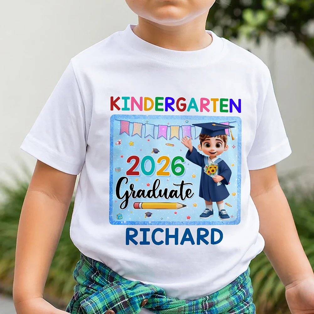 Cute Graduation Kid Kindergarten Preschool - Personalized T Shirt - Image 2