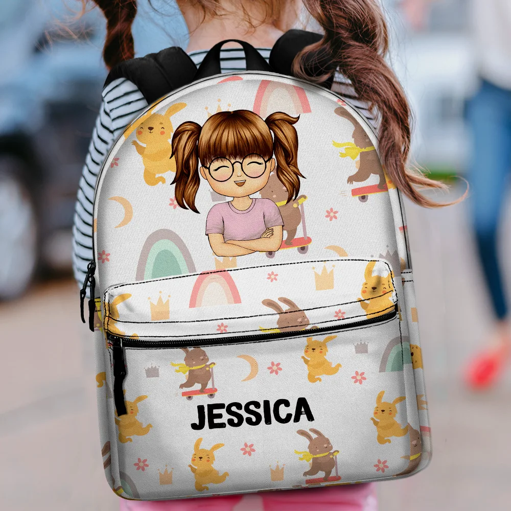 Cute Vehicle Background - Personalized Canvas Backpack - Image 2