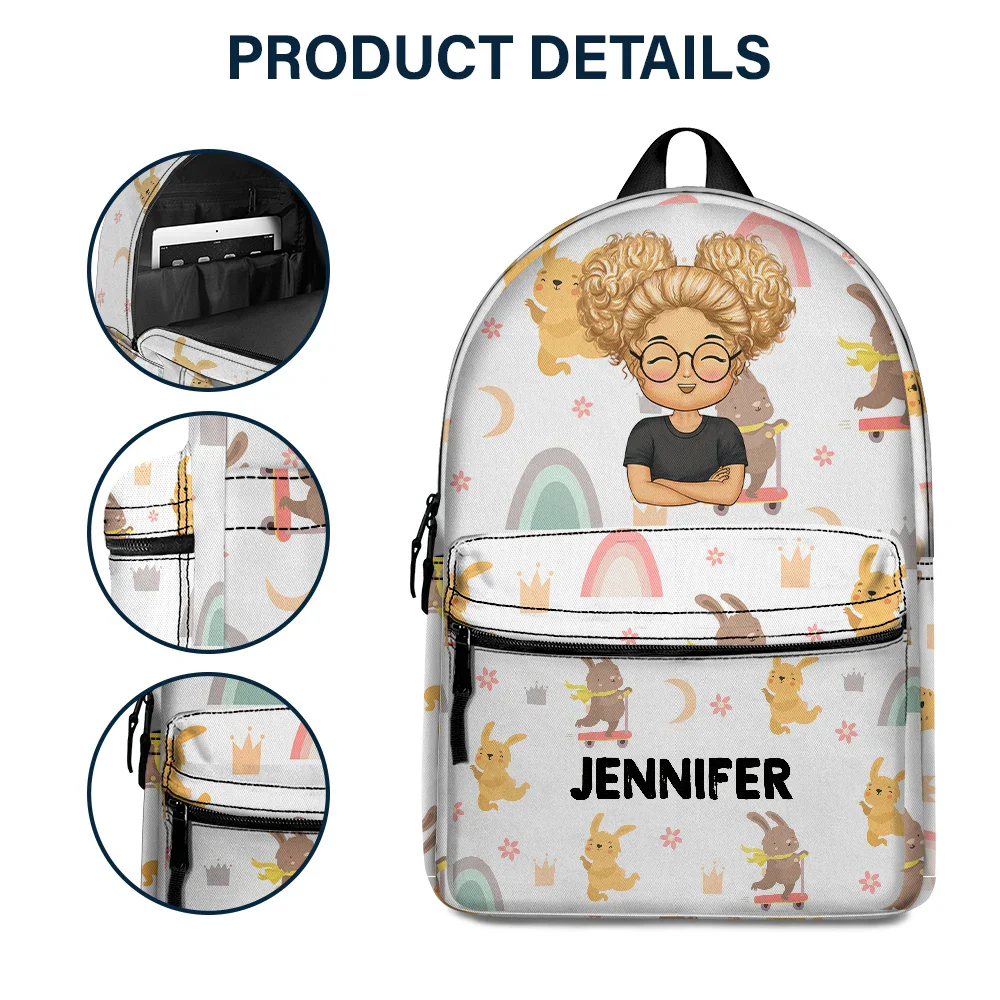 Cute Vehicle Background - Personalized Canvas Backpack - Image 5