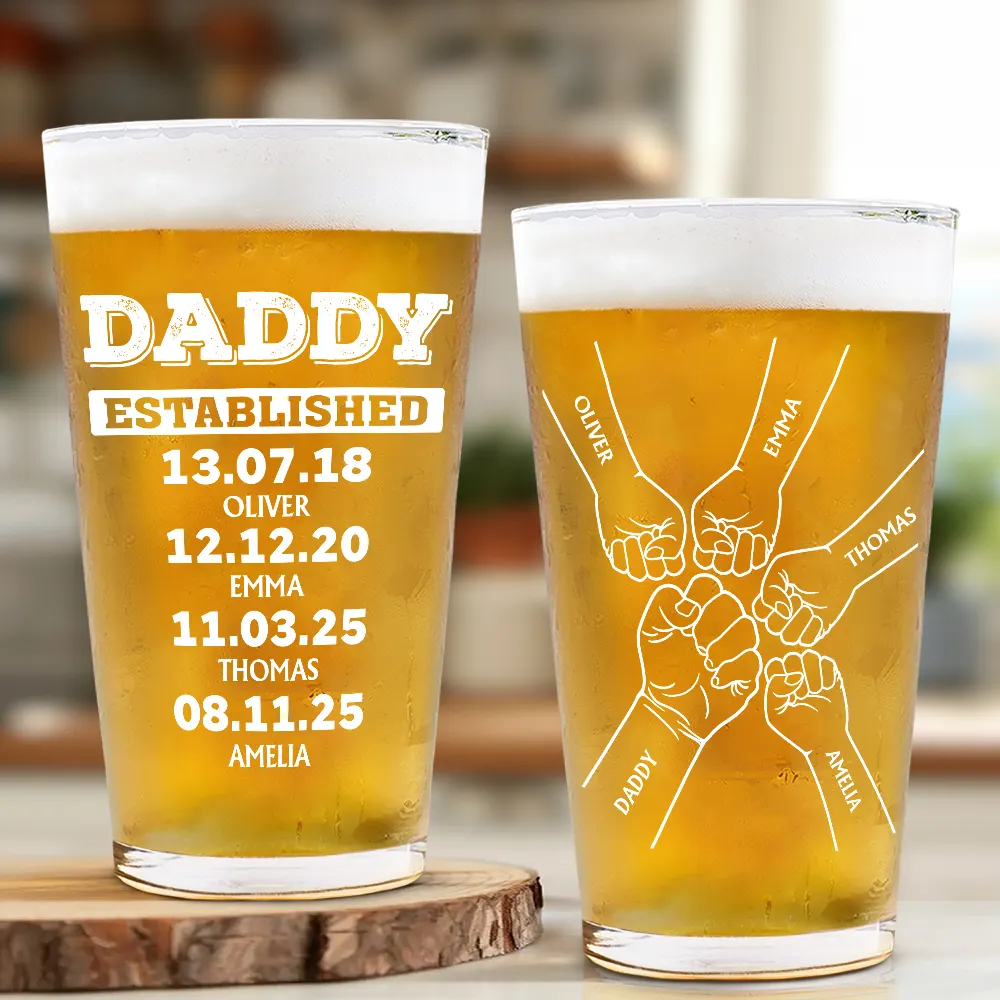 Dad Established - Personalized Beer Glass - Image 2