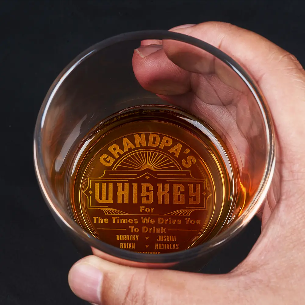 Dad For The Times We Drive You To Drink - Personalized Engraved Whiskey Glass - Image 2