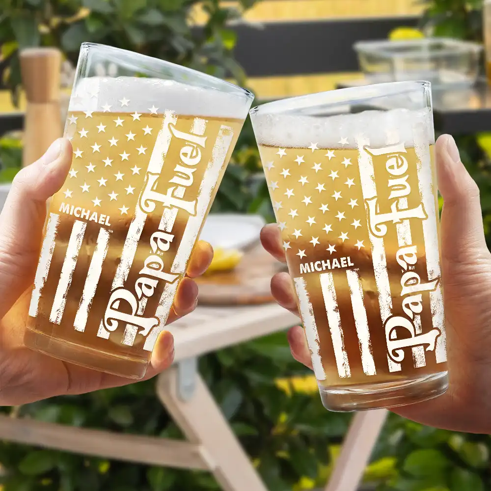Dad Fuel Stars And Stripes Funny Daddy - Personalized Beer Glass - Image 5