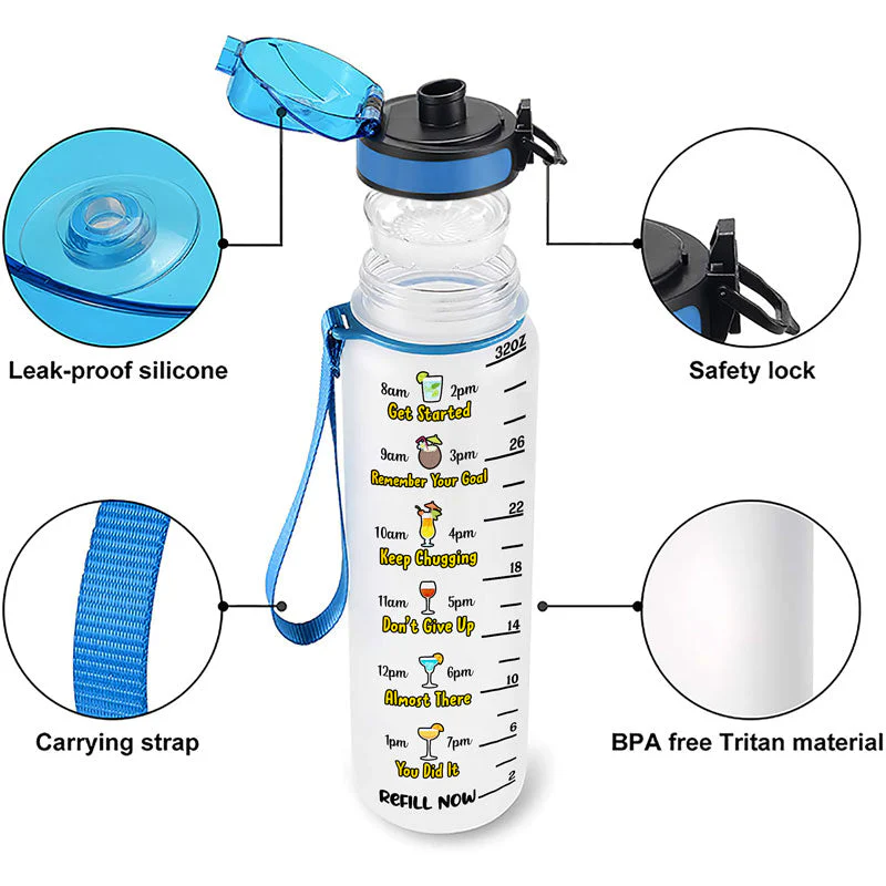 Dad Gift Might Be Water Might Be - Personalized Custom Water Tracker Bottle - Image 4