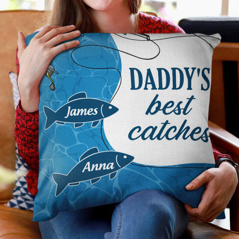 Dad Grandpa Best Catches - Gift For Family - Personalized Custom Pillow - Image 2
