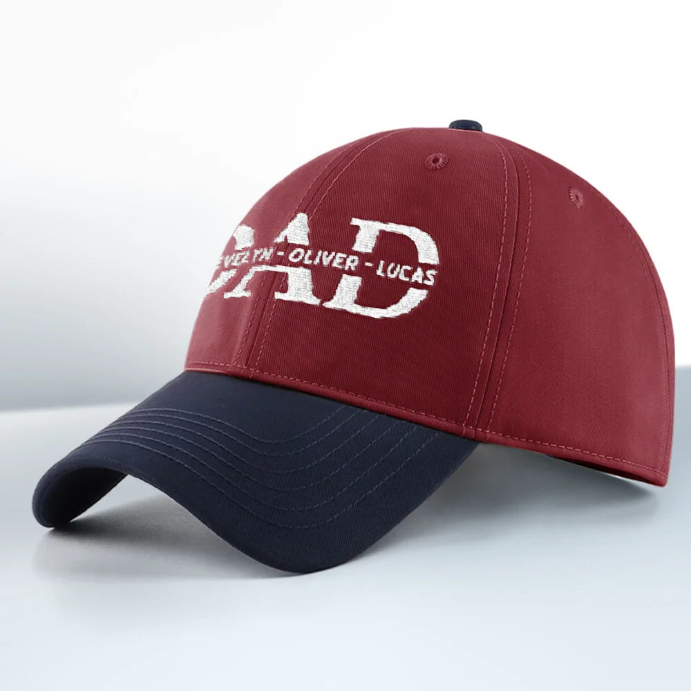 Dad Grandpa Custom Kid Names - Personalized Embroidered Two Tone Cap - Image 2