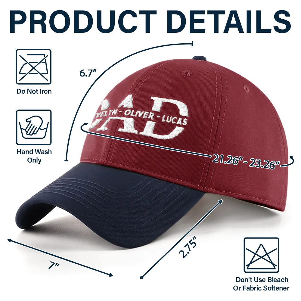 Dad Grandpa Custom Kid Names - Personalized Embroidered Two Tone Cap - Image 6