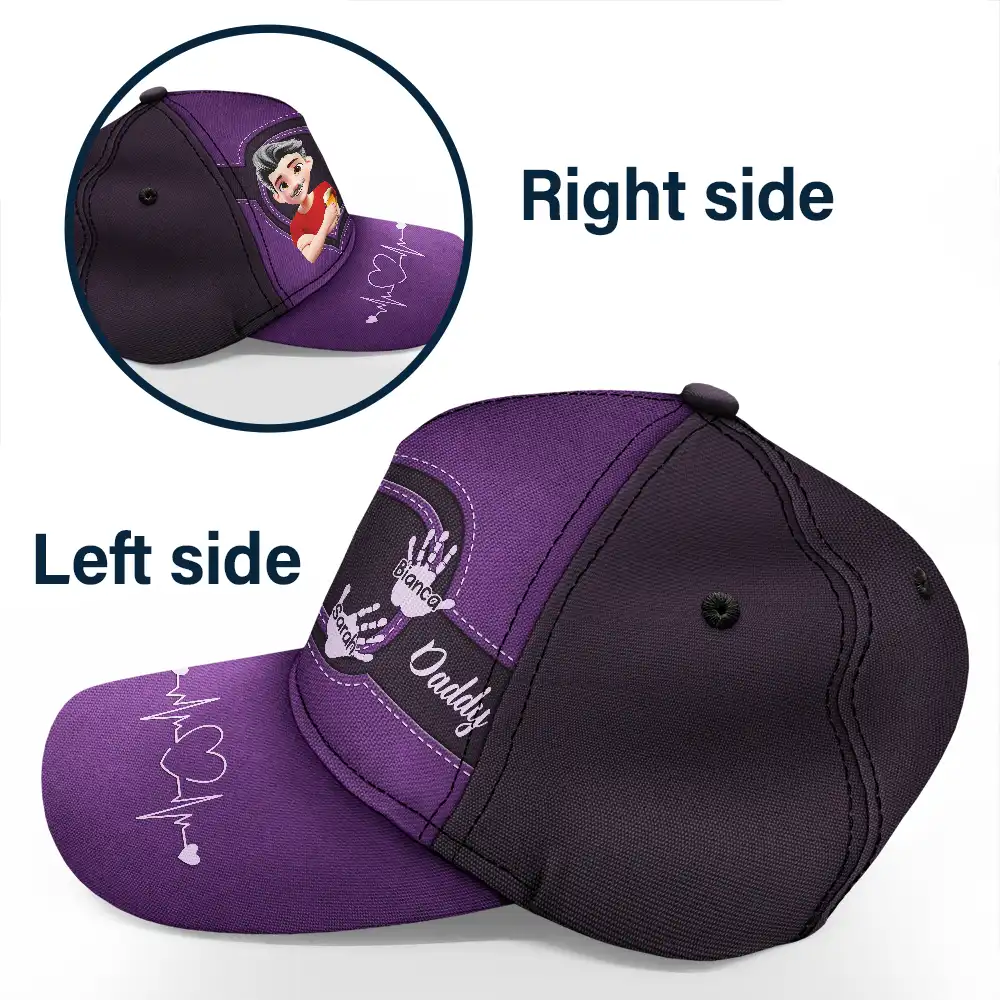 Dad Grandpa Handprints 3D Effect - Personalized Classic Cap - Image 3