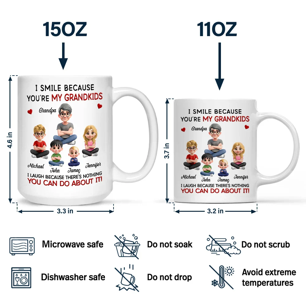 Dad Grandpa I Smile Because You Are My Daughters Sons Grandkids - Personalized Mug - Image 4