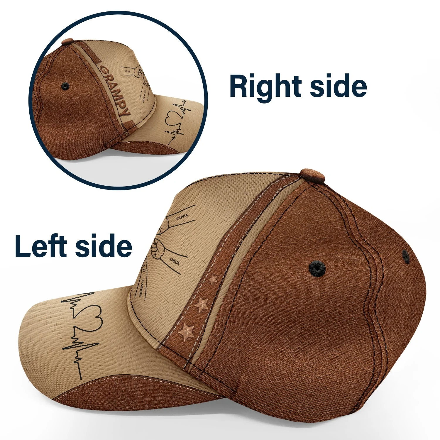 Dad Grandpa Kids Holding Hands - Gift For Father, Grandfather - Personalized Classic Cap - Image 3