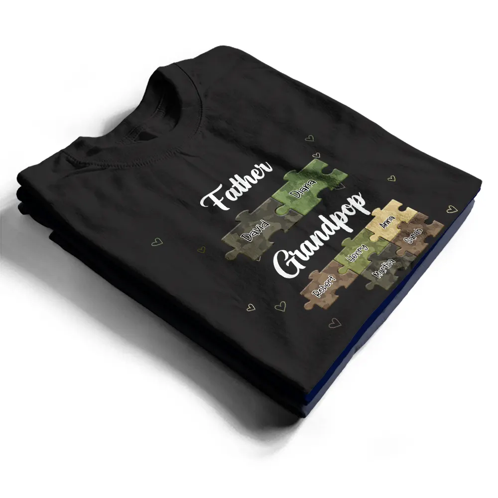 Dad Grandpa Puzzle Camoflage - Personalized T Shirt - Image 2