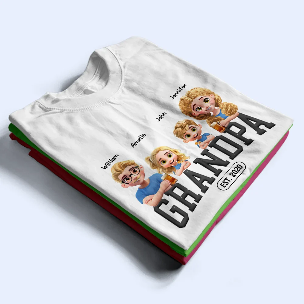 Dad Grandpa Since 3D Effect Crossed Arms - Personalized T Shirt - Image 3
