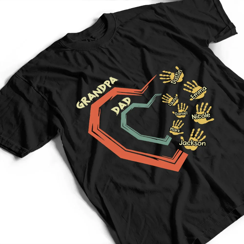 Dad Grandpa Sweethearts Handprints - Personalized T Shirt - Image 3