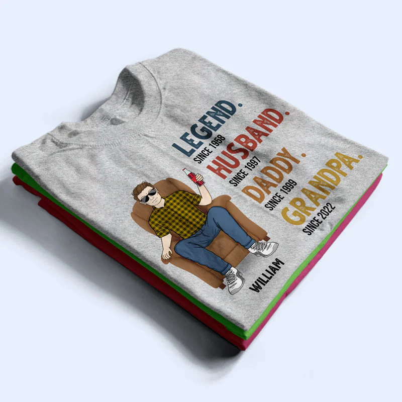 Dad Grandpa Uncle Legend Husband - Gift For Father - Personalized Custom T Shirt - Image 2