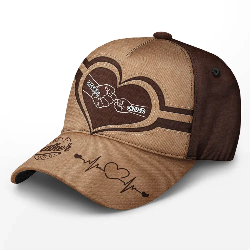 Dad Kid Hand Punch Best Dad Ever Father Grandpa - Personalized Classic Cap - Image 2