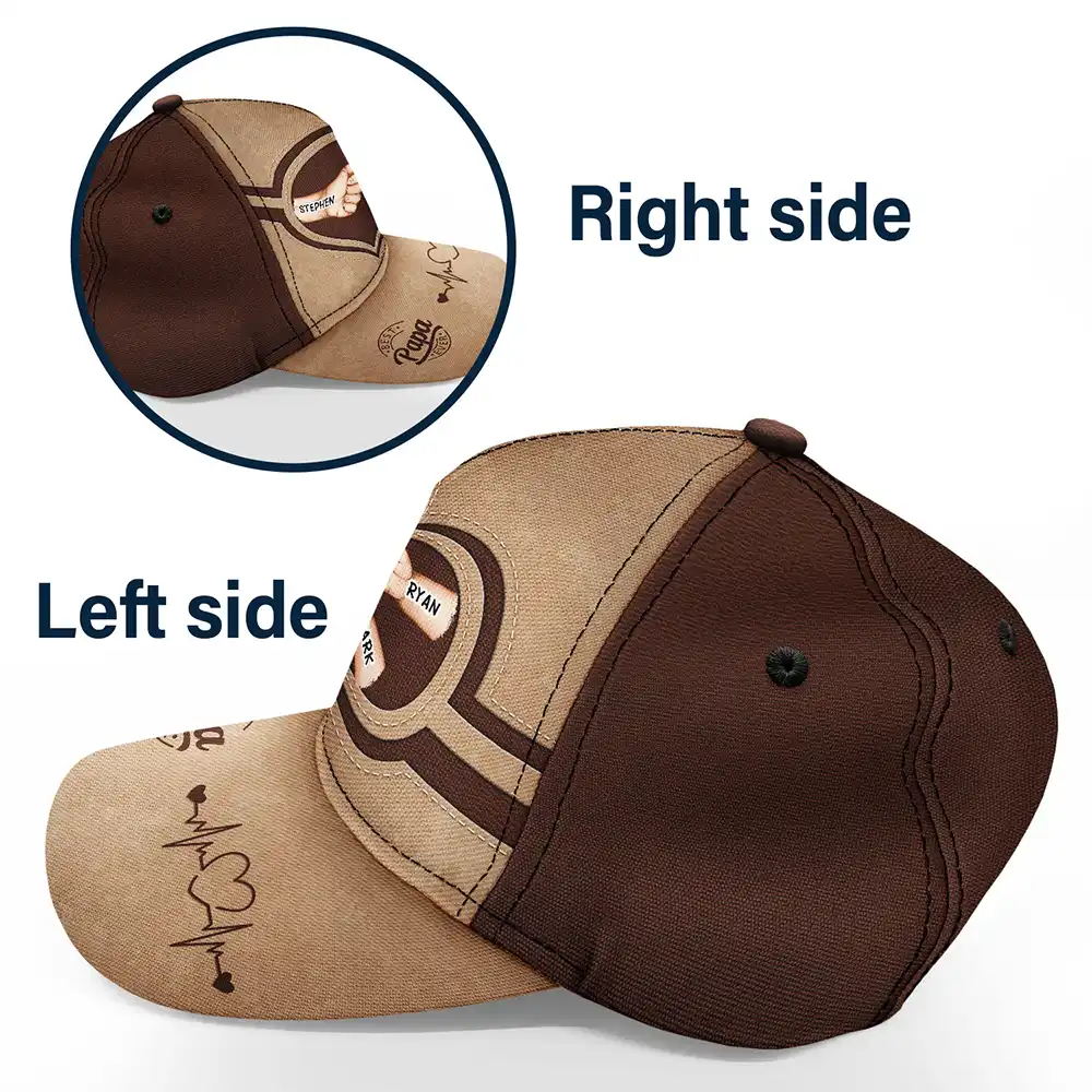 Dad Kid Hand Punch Best Dad Ever Father Grandpa - Personalized Classic Cap - Image 3