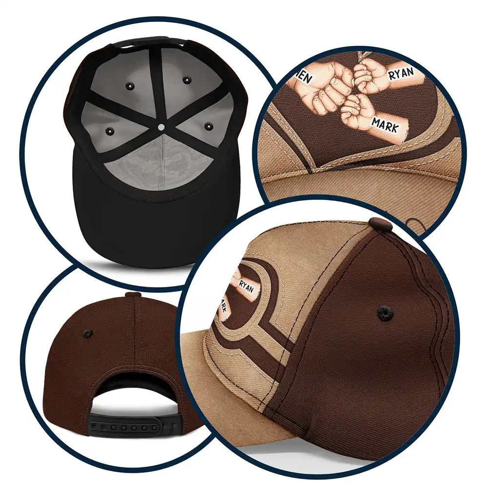 Dad Kid Hand Punch Best Dad Ever Father Grandpa - Personalized Classic Cap - Image 5