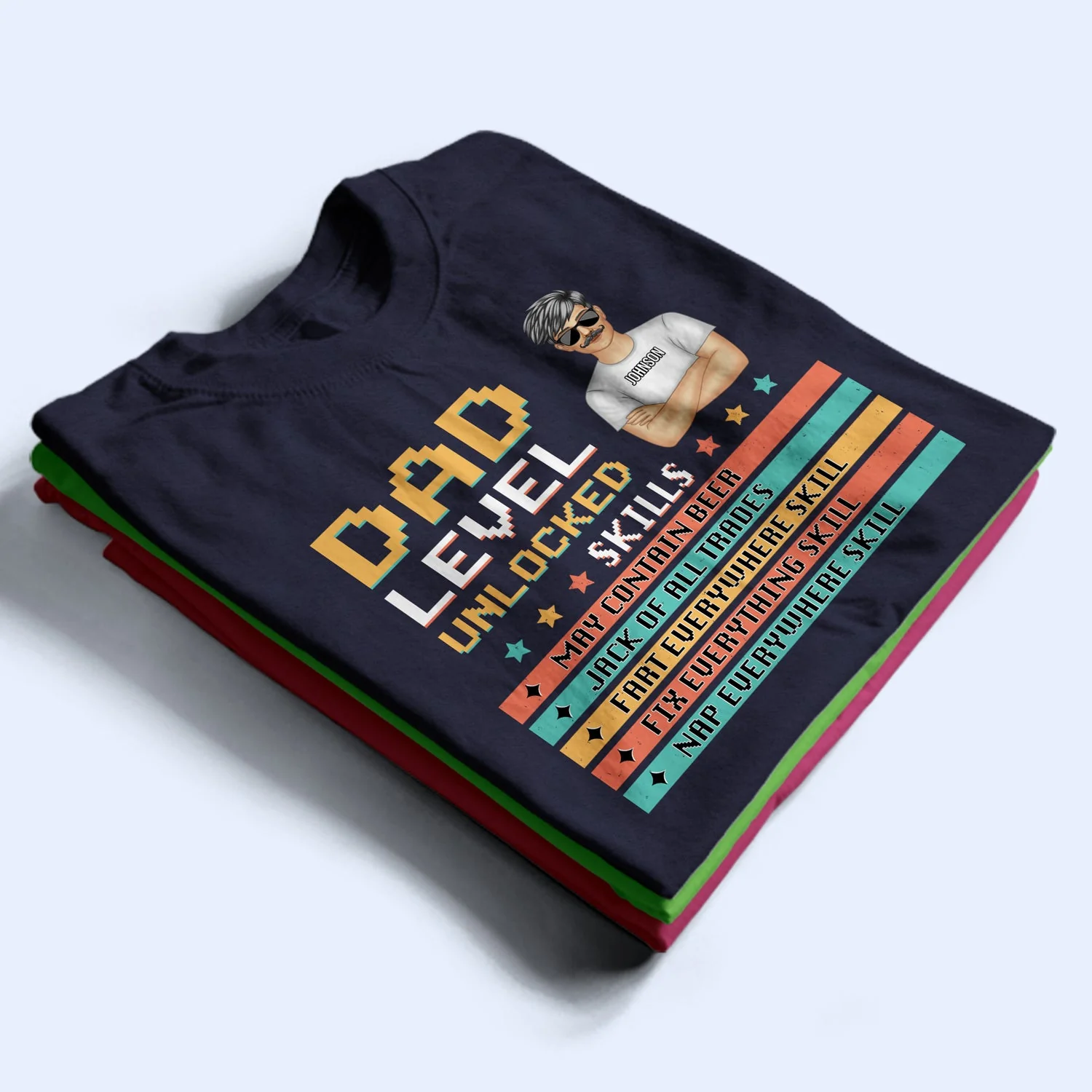Dad Level Unlocked - Gift For Dad - Personalized Custom T Shirt - Image 2
