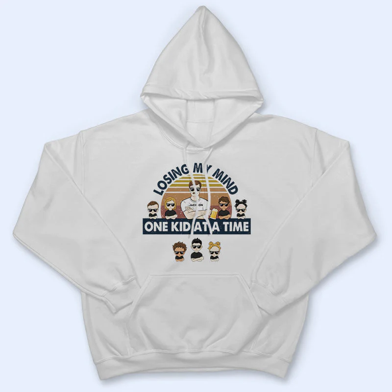 Dad Losing My Mind One Kid At A Time - Father Gift - Personalized Custom T Shirt - Image 4