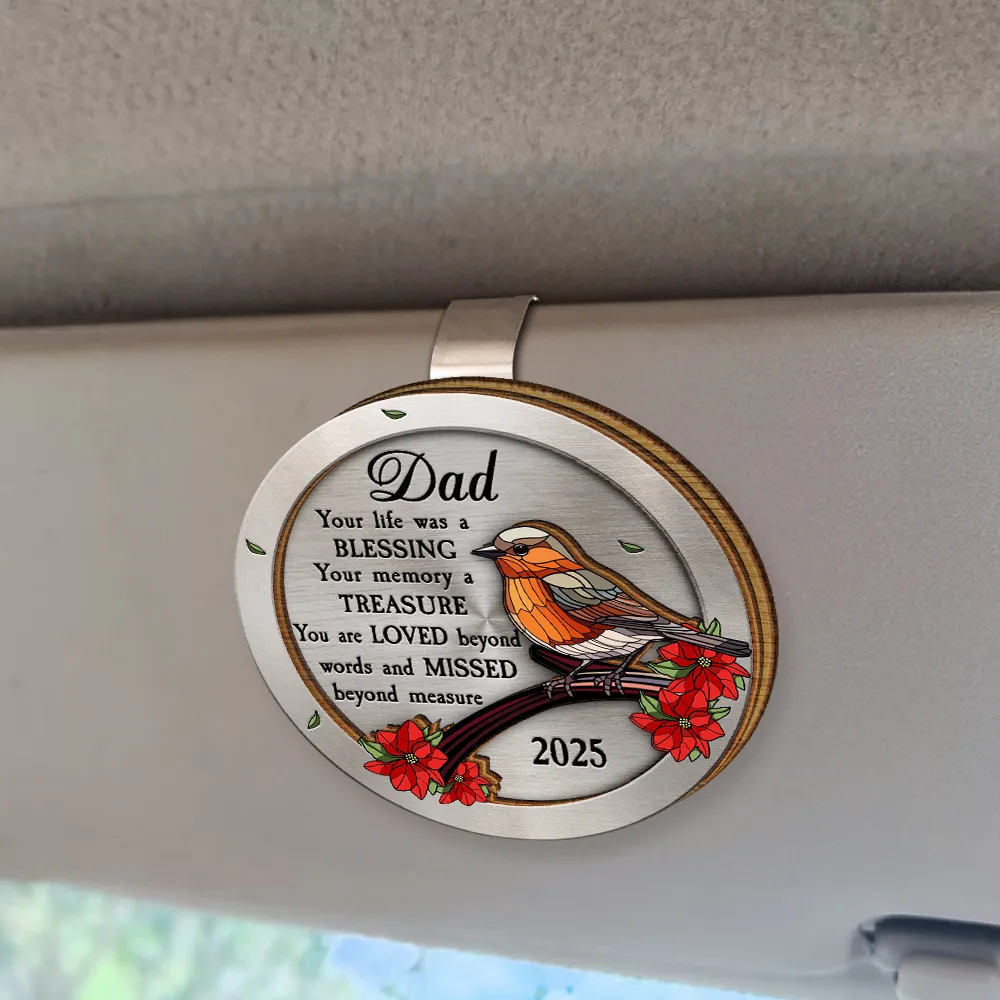 Dad Mom Your Life Was A Blessing Memorial - Personalized Custom Shaped Car Visor Clip - Image 2