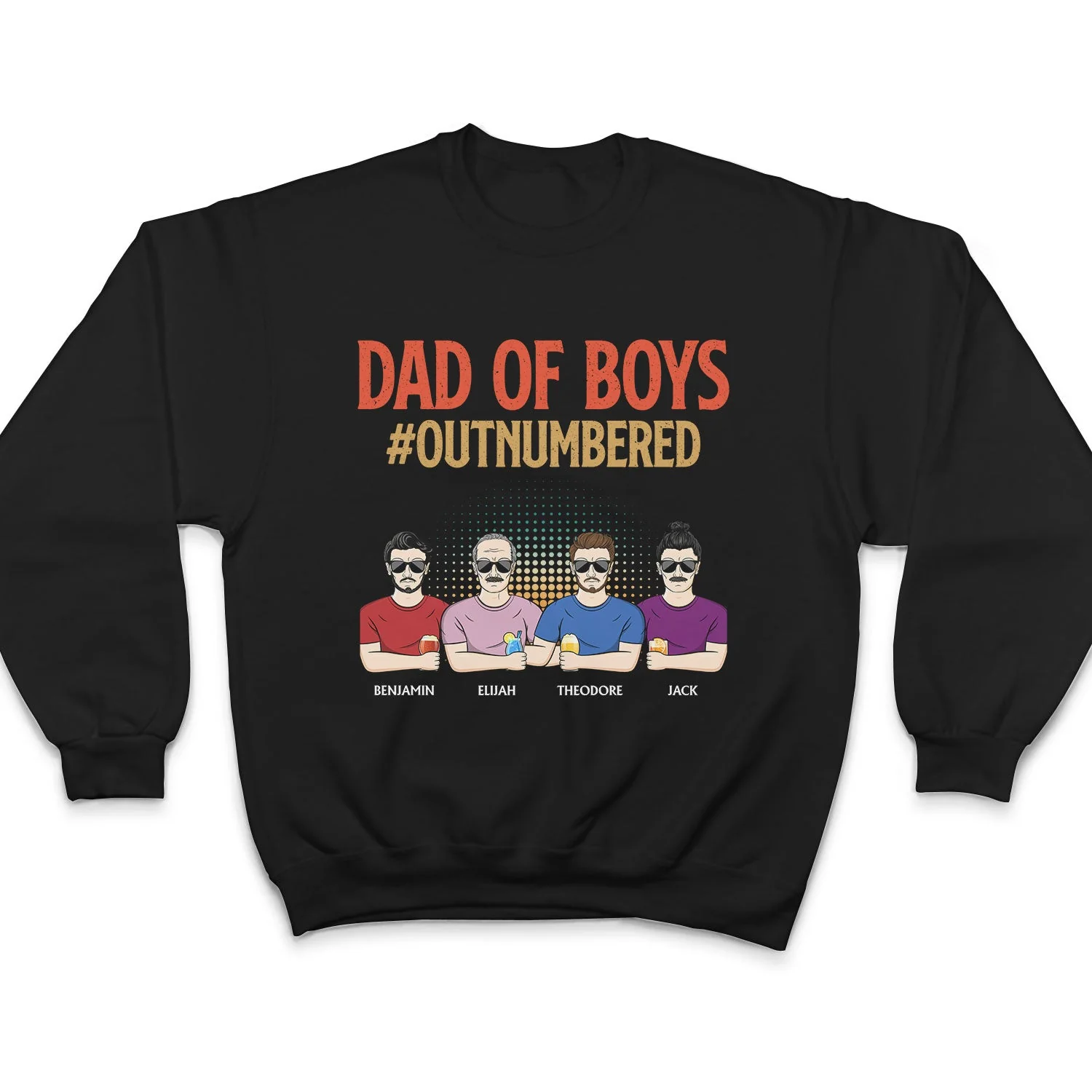 Dad Of Girls Outnumbered - Father Gift - Personalized Custom T Shirt - Image 5
