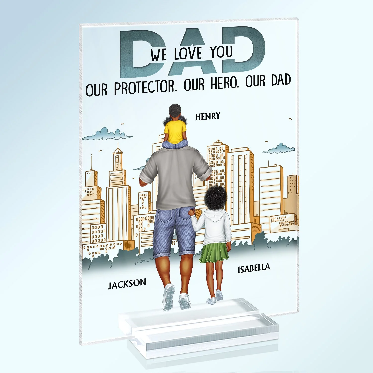 Dad Our Protector Our Hero Our Dad - Birthday Gift For Father, Family - Personalized Custom Vertical Rectangle Acrylic Plaque - Image 2