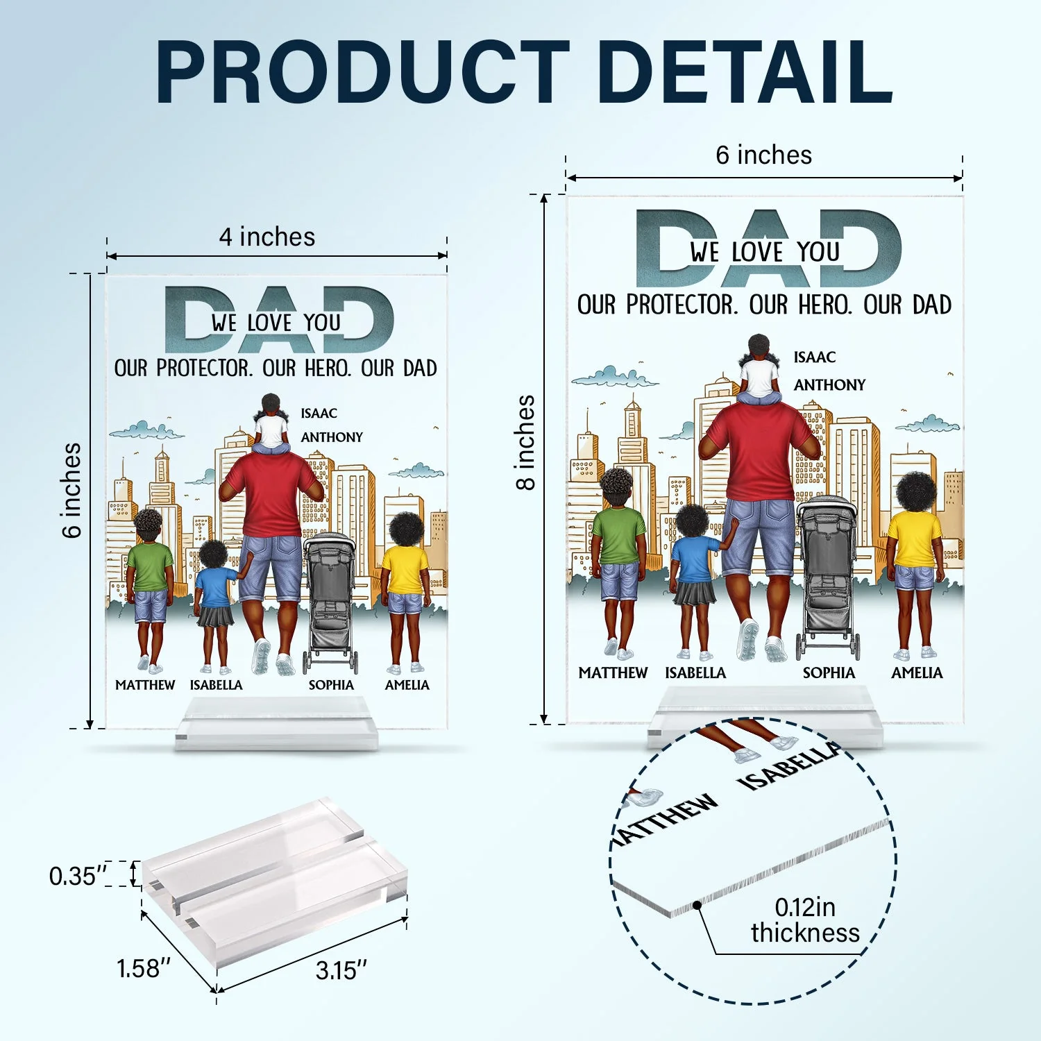 Dad Our Protector Our Hero Our Dad - Birthday Gift For Father, Family - Personalized Custom Vertical Rectangle Acrylic Plaque - Image 5