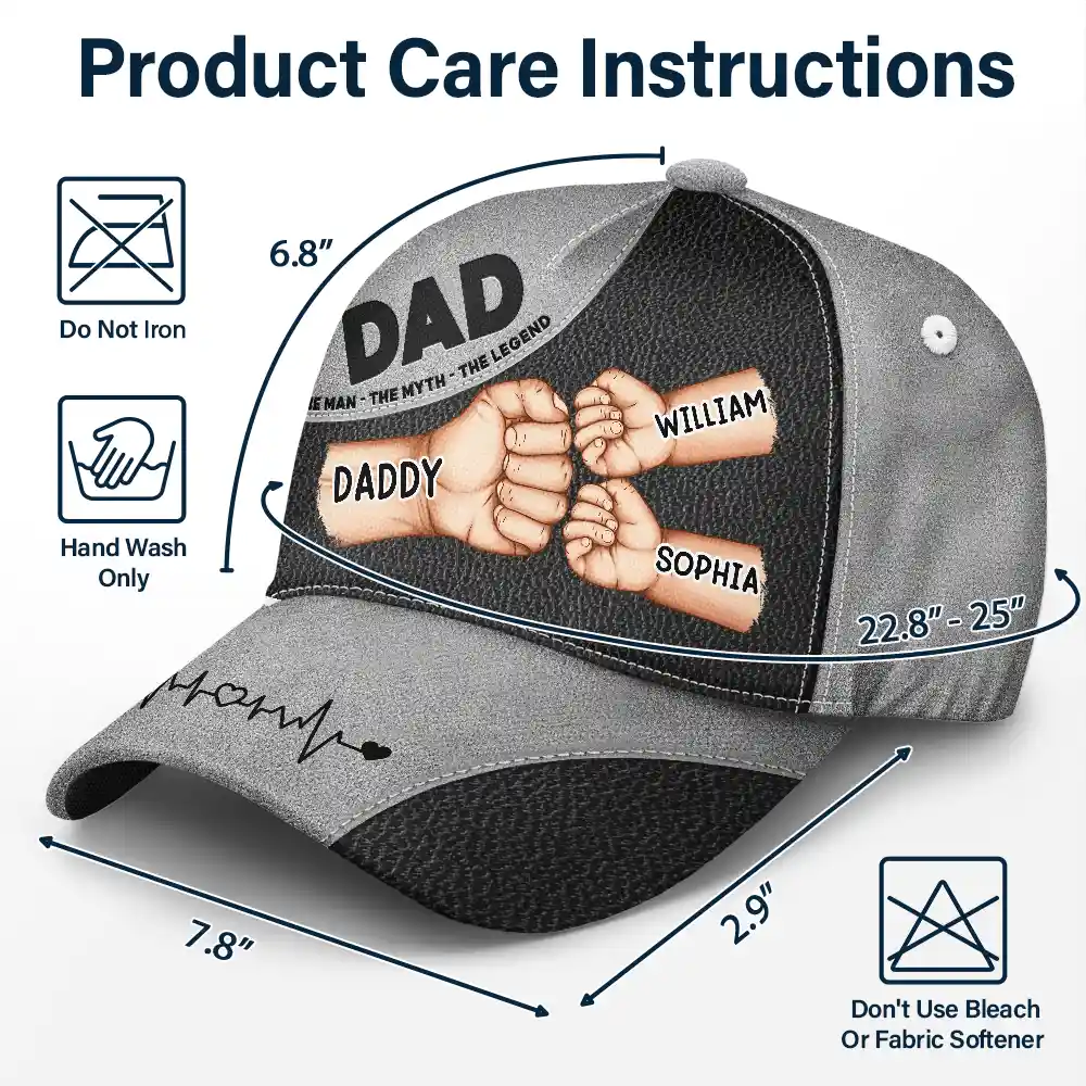 Dad Papa The Man The Myth The Legend - Personalized Classic Cap - Image 6