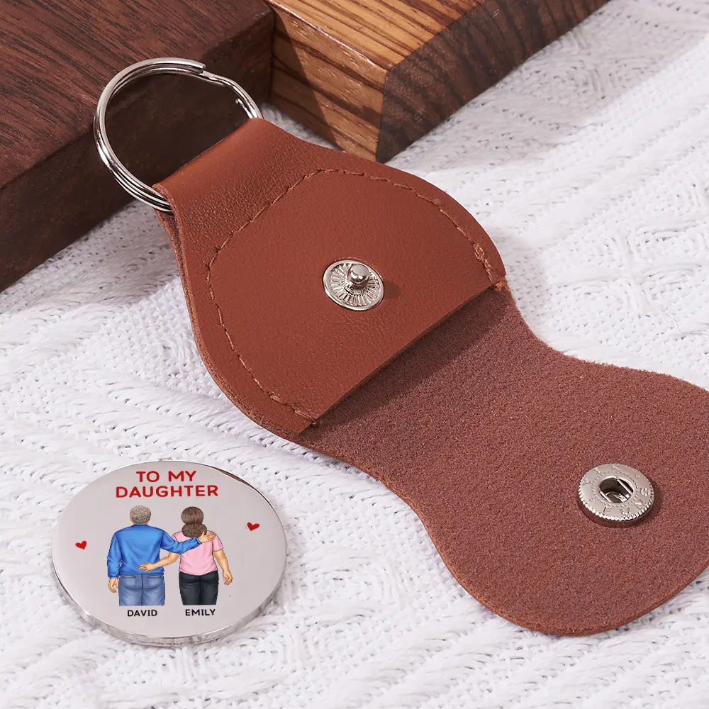 Dad Son Daughter Never Forget How Much I Love You - Personalized Leather Pocket Hug - Image 2