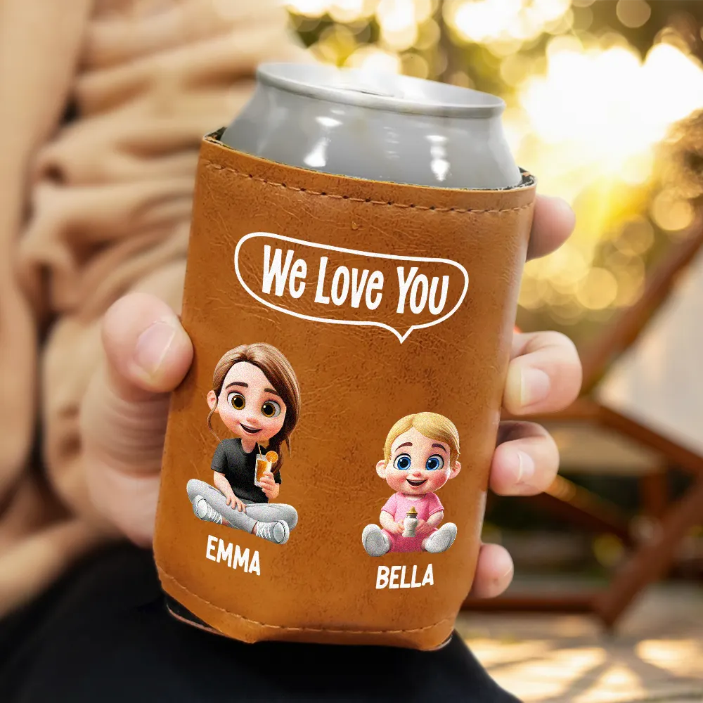 Dad Thanks For Wiping My Butt & Stuff - Personalized Leather Can Cooler - Image 3
