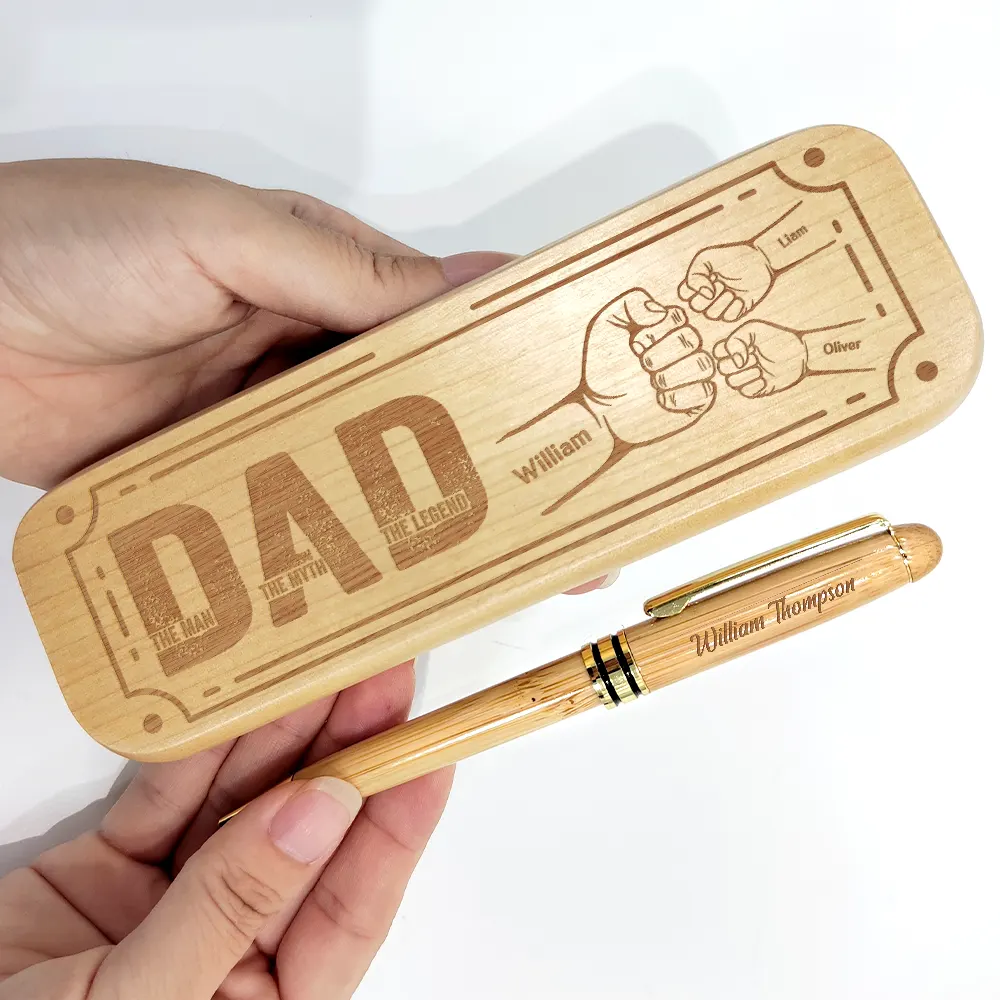 Dad The Man The Myth - Personalized Wooden Pen Set - Image 5