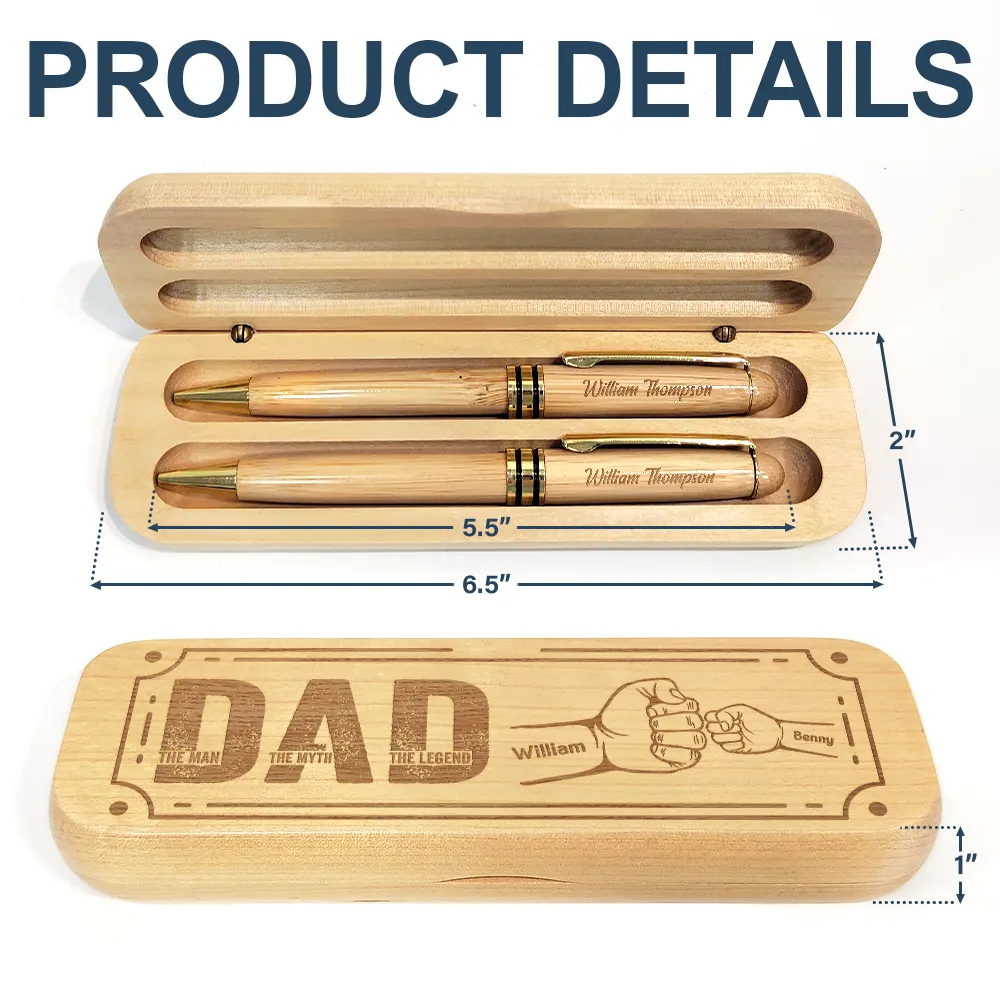 Dad The Man The Myth - Personalized Wooden Pen Set - Image 6