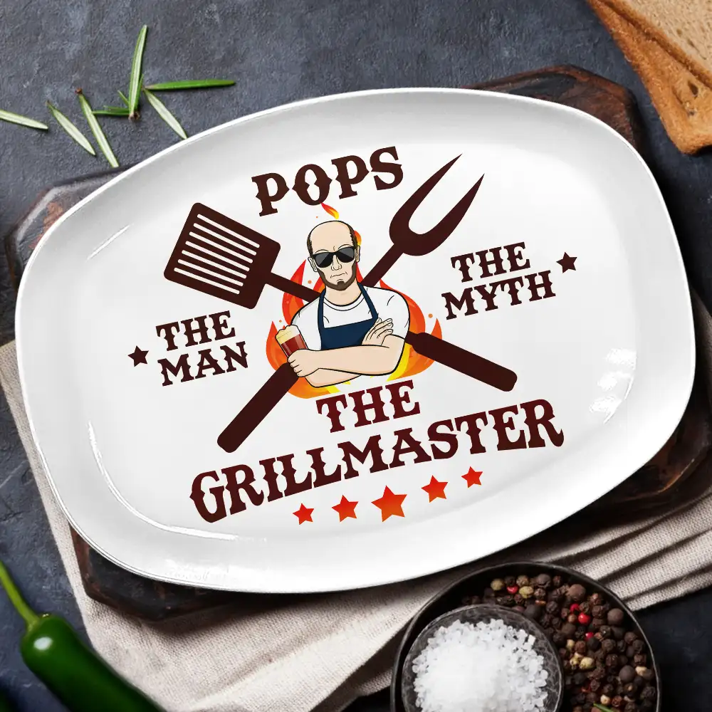 Dad The Man The Myth The Grillmaster - Personalized Plate - Image 2