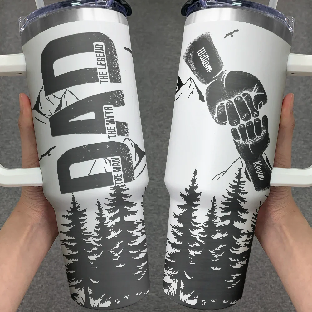 Dad The Man The Myth The Legend Hand Punch - Personalized Engraved 40oz Tumbler - Image 3