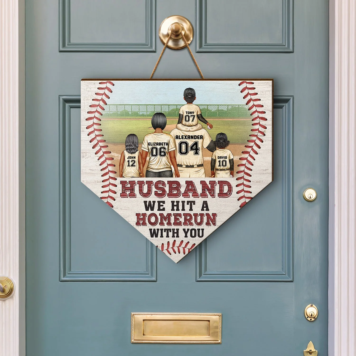 Dad We Hit A Homerun With You - Gift For Family, Father, Baseball, Softball Fans - Personalized Custom Shaped Wood Sign - Image 3