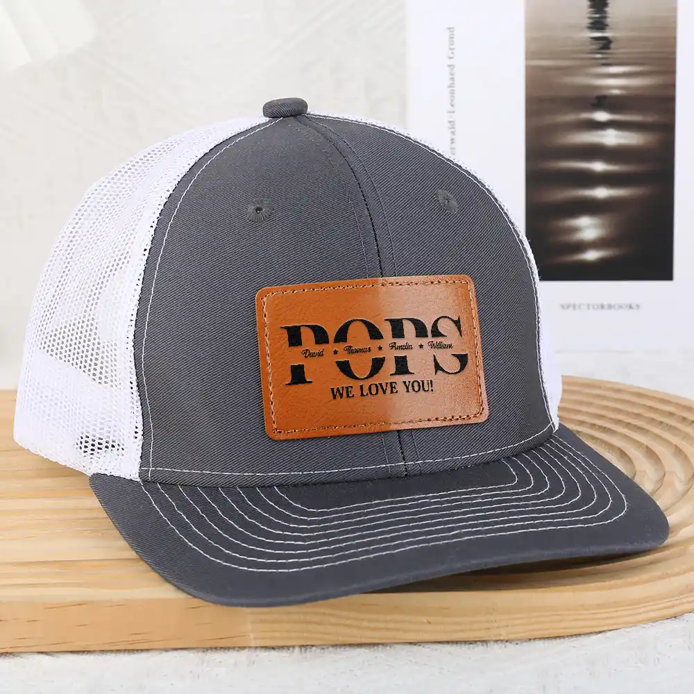 Dad We Love You - Personalized Leather Patch Hat - Image 3