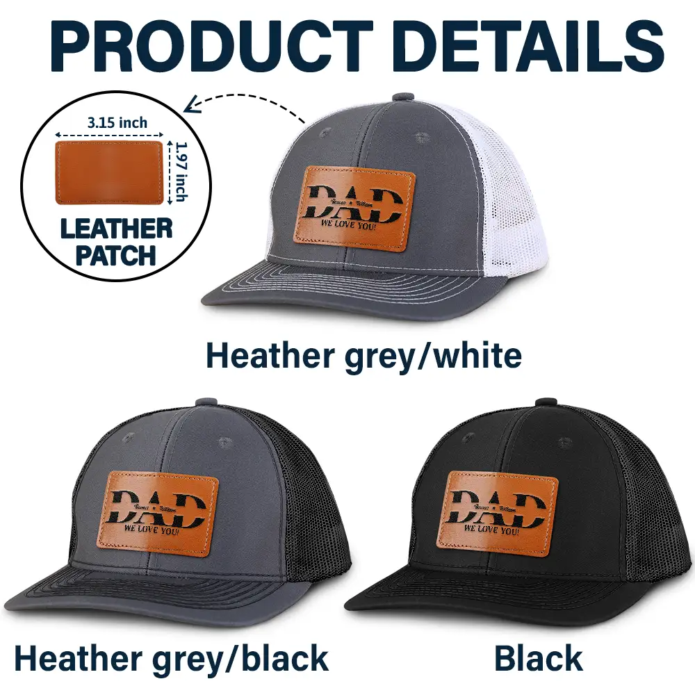 Dad We Love You - Personalized Leather Patch Hat - Image 5