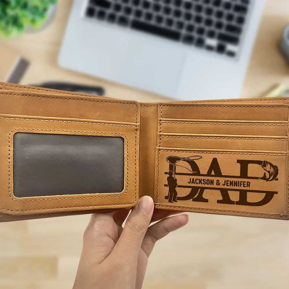 Dad We Love You With Kids Names - Personalized Bifold Wallet - Image 2