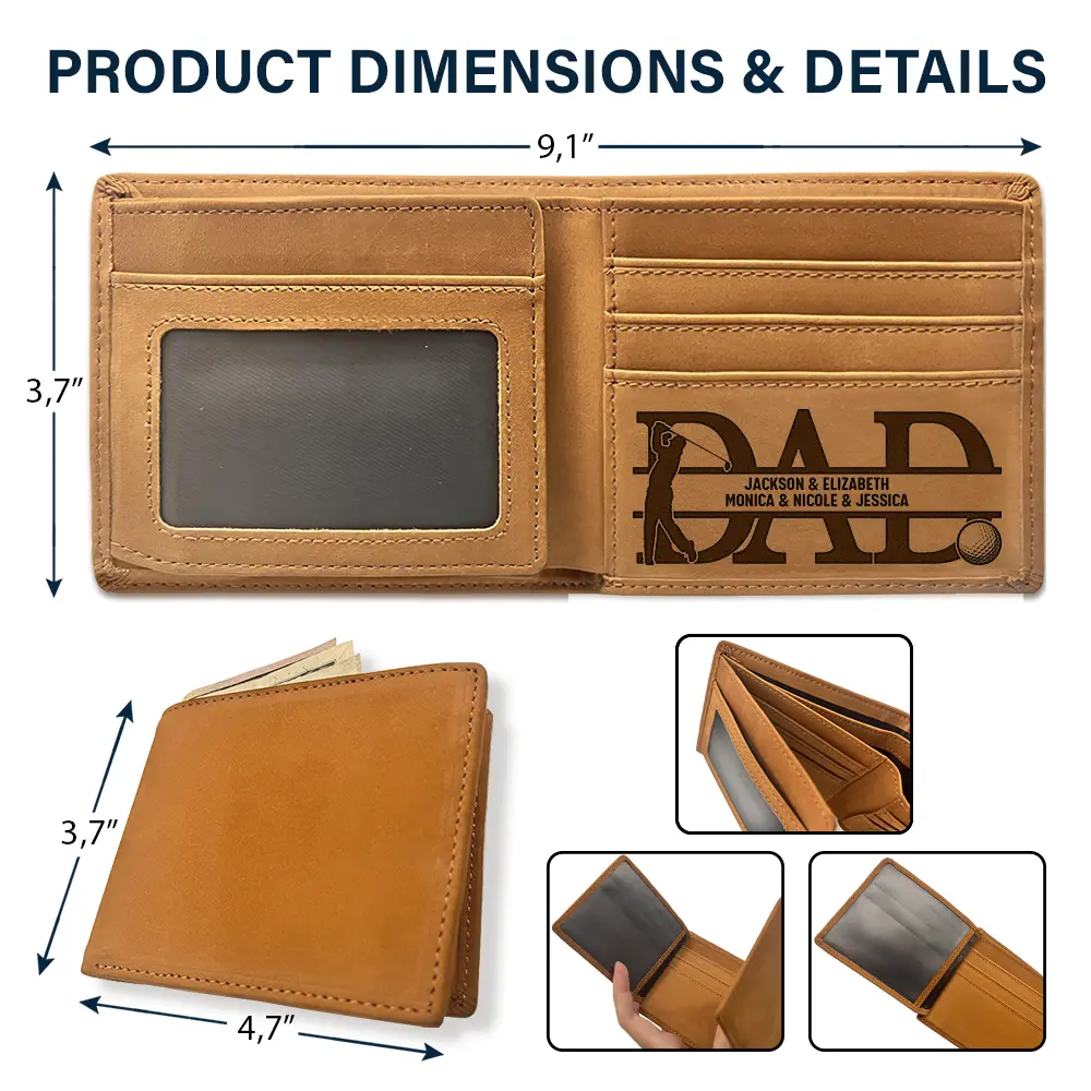 Dad We Love You With Kids Names - Personalized Bifold Wallet - Image 3