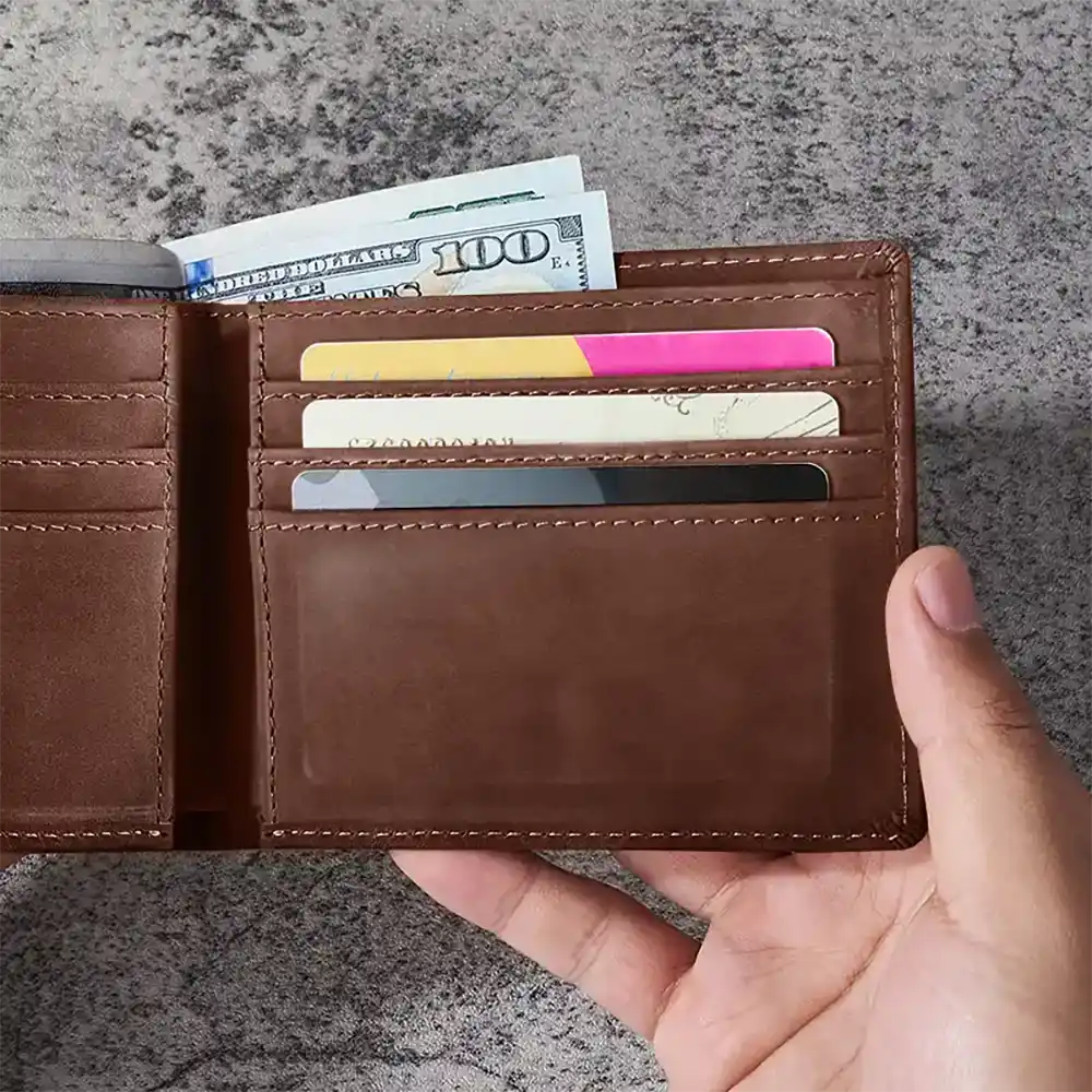 Dad We Love You With Kids Names - Personalized Leather Wallet - Image 5