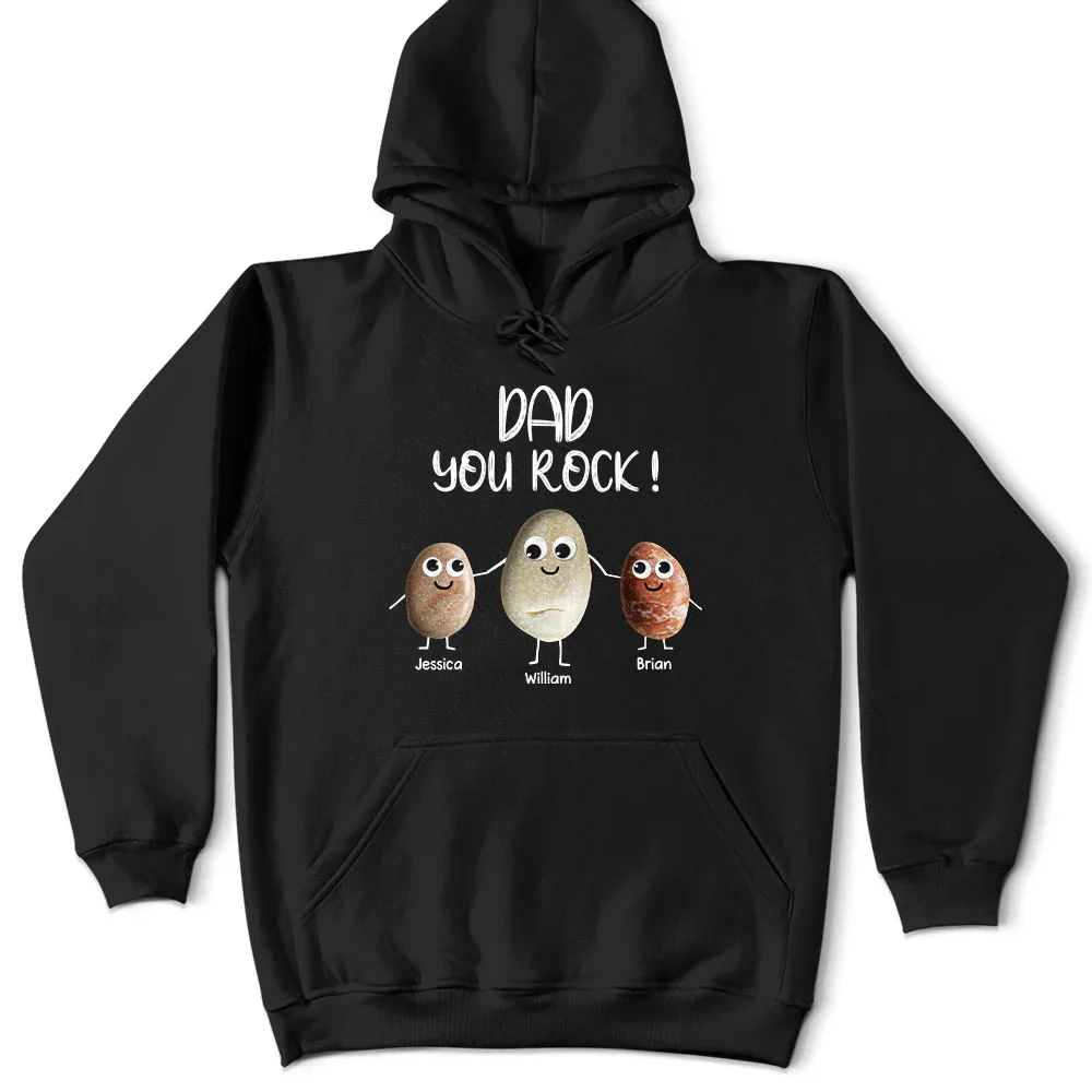 Dad You Rock Sea Stones Fun Googly Eyes - Personalized T Shirt - Image 4