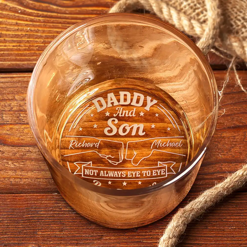 Daddy And Children Always Heart To Heart - Personalized Engraved Whiskey Glass - Image 3