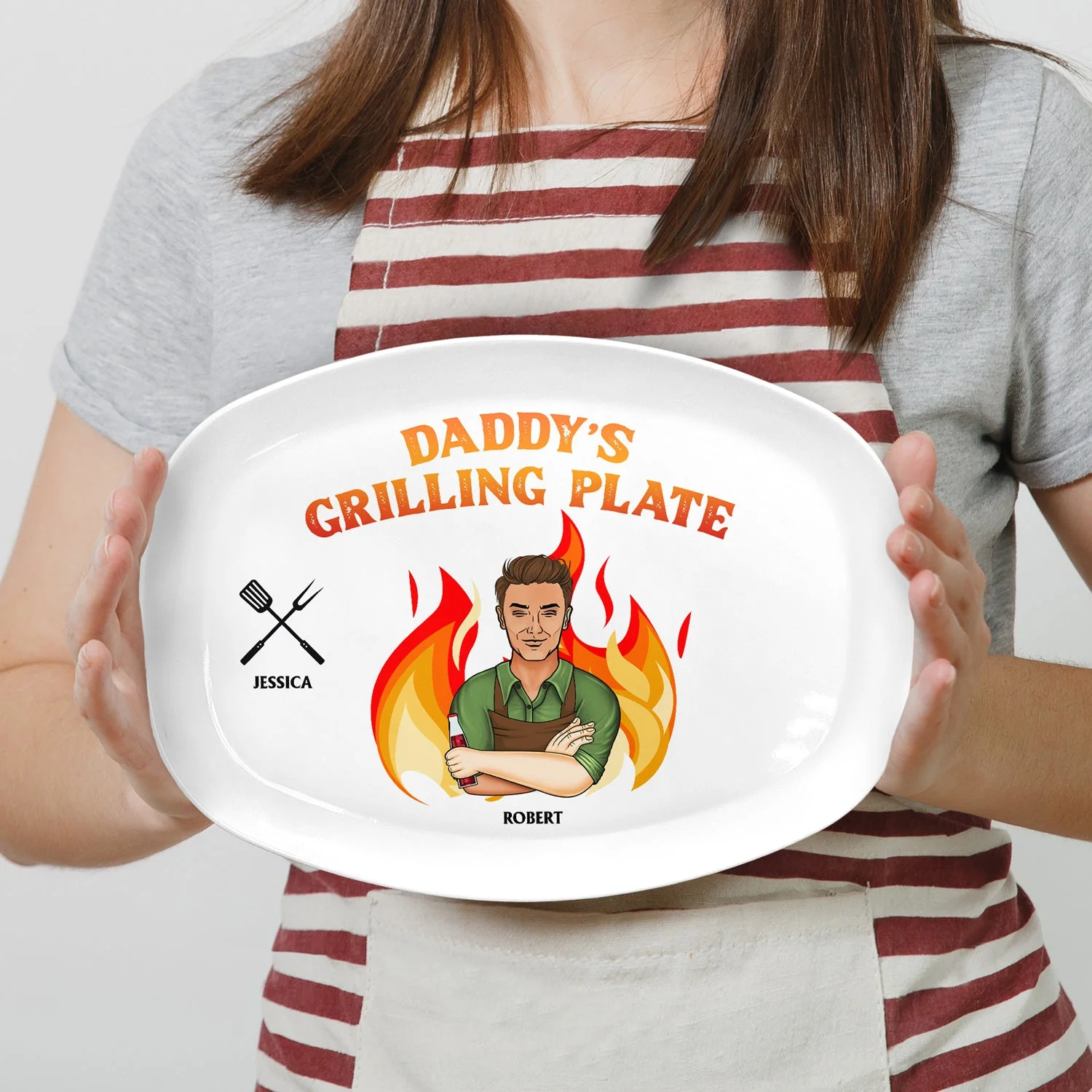 Daddy Grilling Plate - Gift For Dad, Father, Family - Personalized Plate - Image 3