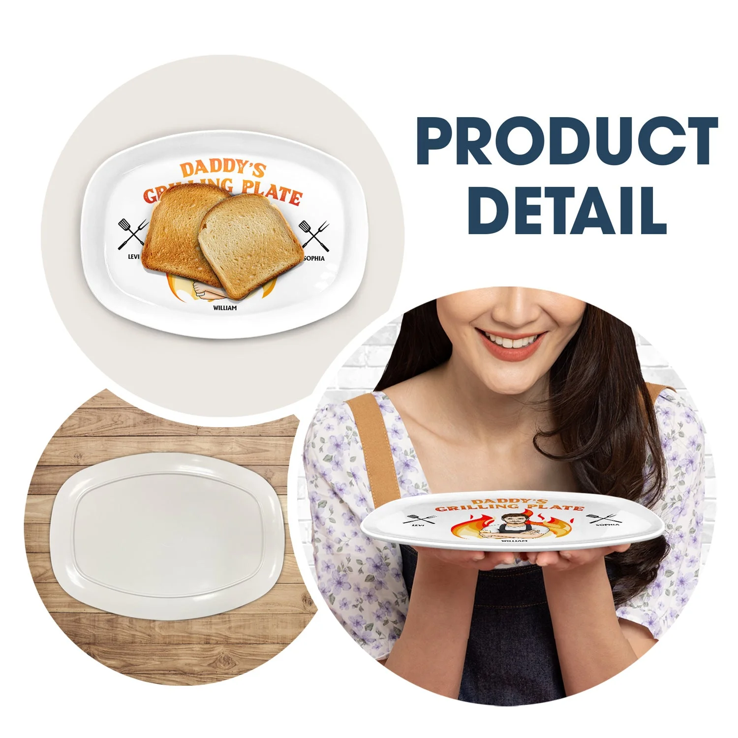Daddy Grilling Plate - Gift For Dad, Father, Family - Personalized Plate - Image 6