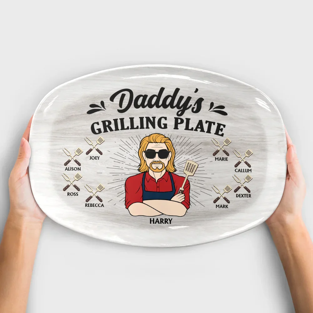 Daddy Is Grilling Daddy Grilling Plate - Personalized Plate - Image 4