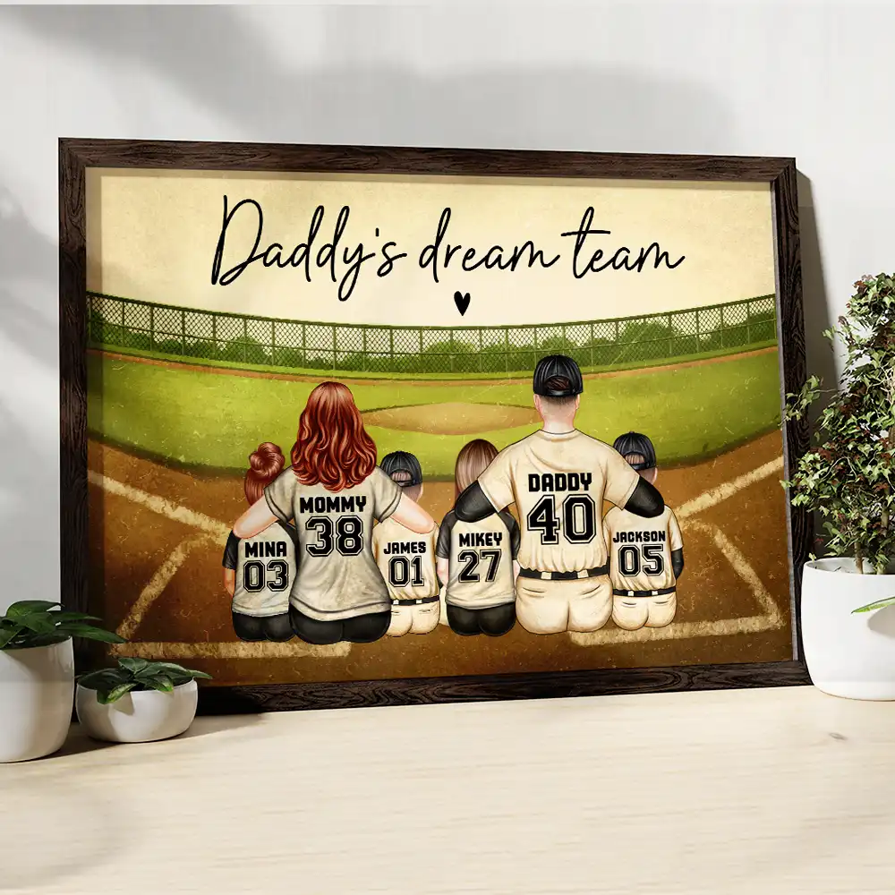 Daddy's Dream Team Baseball Father - Personalized Poster - Image 3