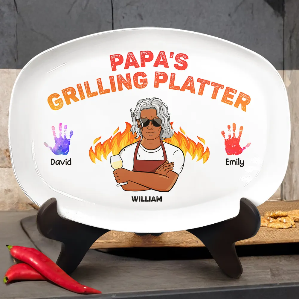 Daddy's Grilling Platter - Gift For Dad, Father, Grandfather, Grandpa - Personalized Plate - Image 3
