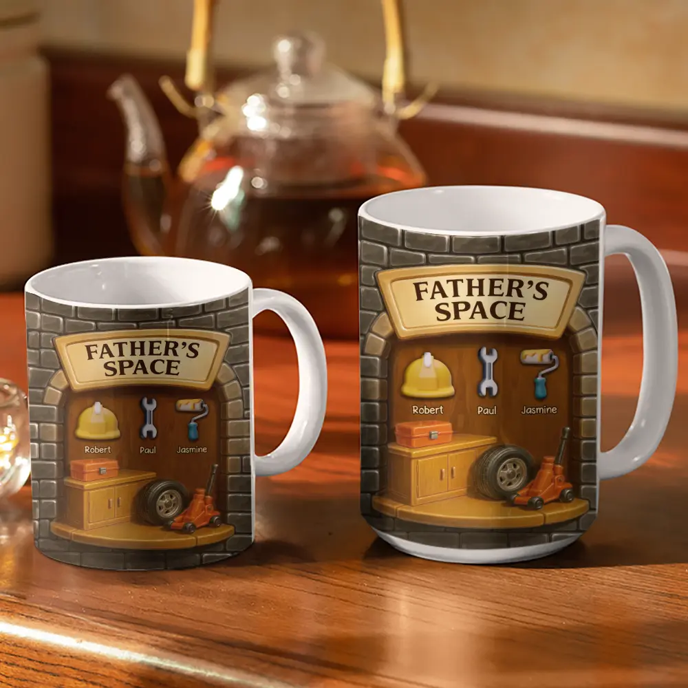 Daddy's Space - Personalized White Edge-to-Edge Mug - Image 3
