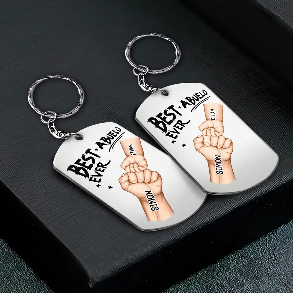 Daddy's Team Hand Punch - Personalized Aluminum Keychain - Image 2