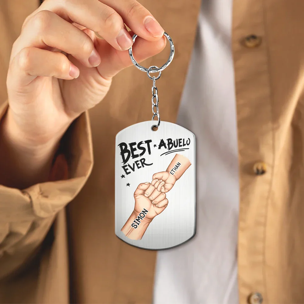Daddy's Team Hand Punch - Personalized Aluminum Keychain - Image 4